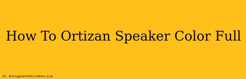 How To Ortizan Speaker Color Full