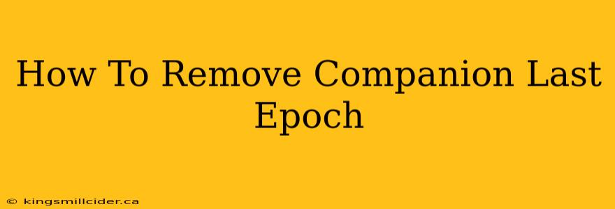 How To Remove Companion Last Epoch