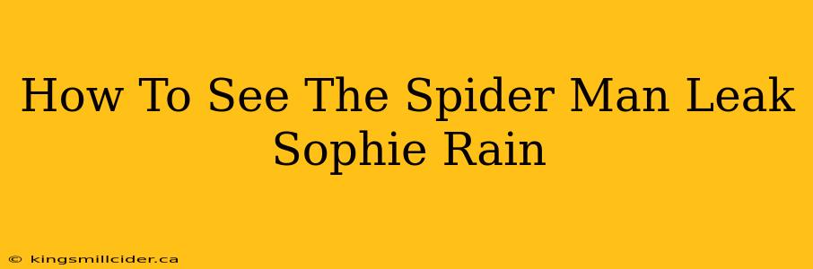 How To See The Spider Man Leak Sophie Rain