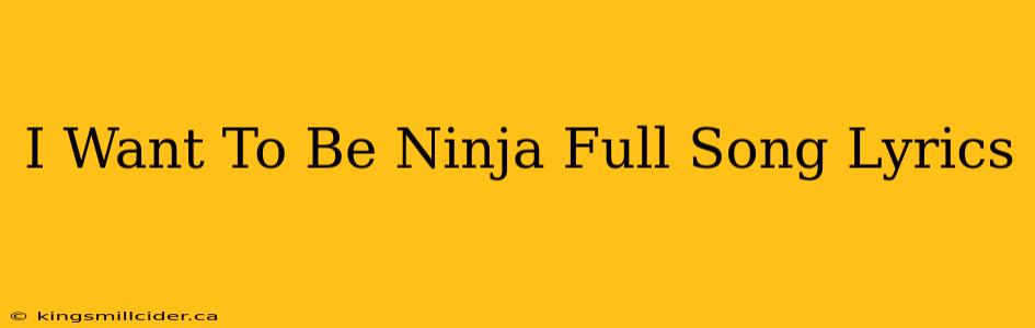 I Want To Be Ninja Full Song Lyrics