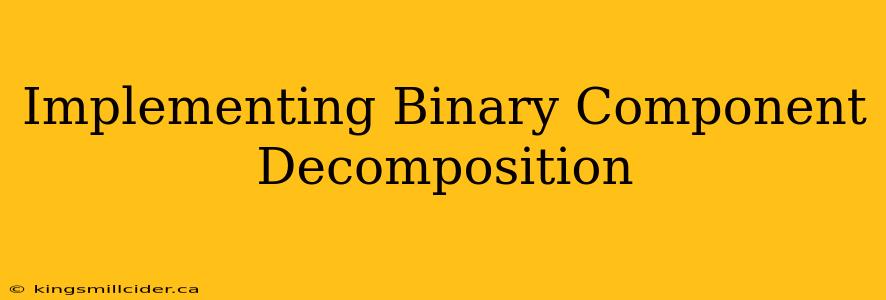 Implementing Binary Component Decomposition