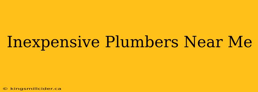 Inexpensive Plumbers Near Me