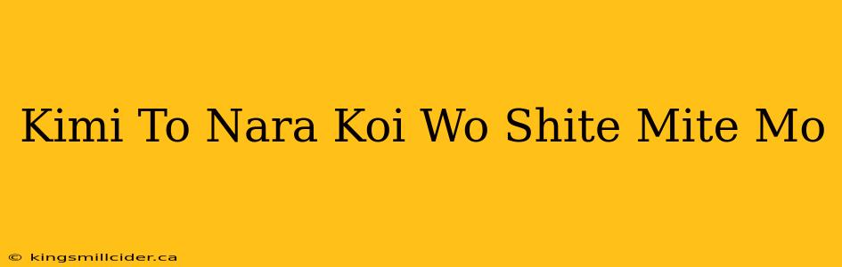 Kimi To Nara Koi Wo Shite Mite Mo