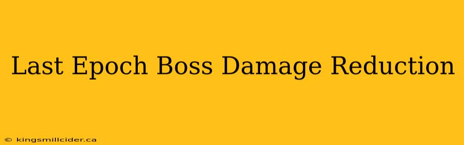 Last Epoch Boss Damage Reduction