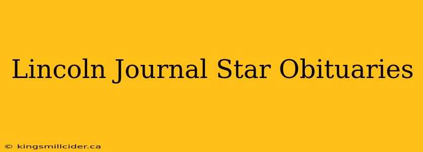 Lincoln Journal Star Obituaries