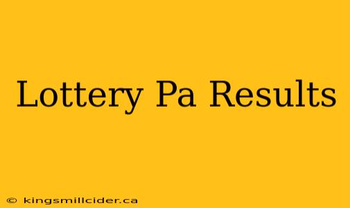 Lottery Pa Results