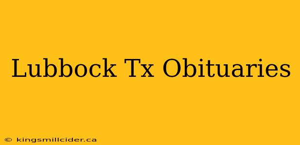 Lubbock Tx Obituaries