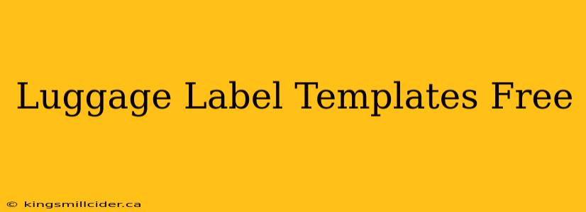 Luggage Label Templates Free