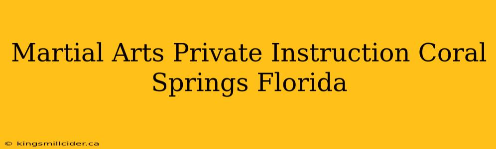 Martial Arts Private Instruction Coral Springs Florida