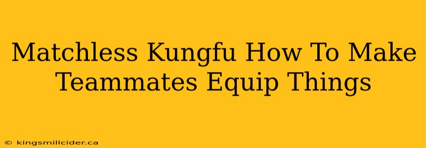 Matchless Kungfu How To Make Teammates Equip Things