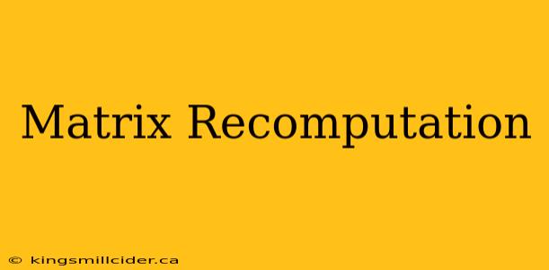 Matrix Recomputation