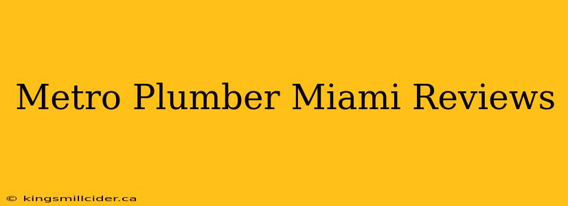 Metro Plumber Miami Reviews