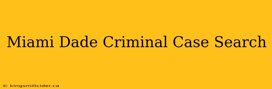 Miami Dade Criminal Case Search