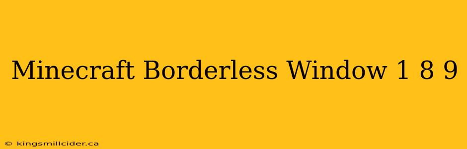 Minecraft Borderless Window 1 8 9