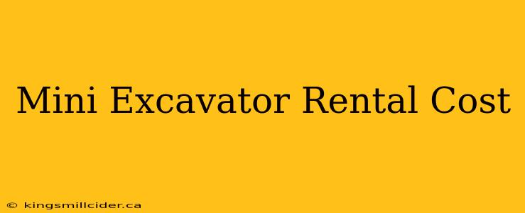 Mini Excavator Rental Cost