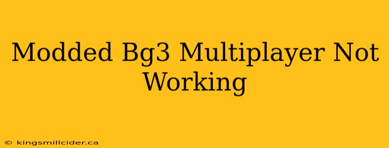 Modded Bg3 Multiplayer Not Working