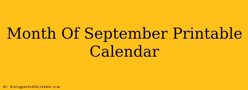 Month Of September Printable Calendar