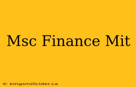 Msc Finance Mit