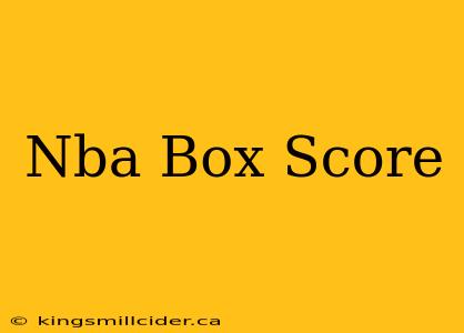 Nba Box Score