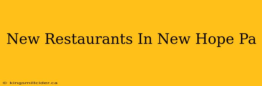 New Restaurants In New Hope Pa