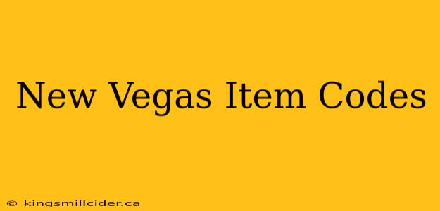 New Vegas Item Codes