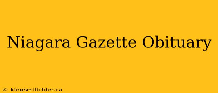 Niagara Gazette Obituary