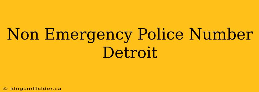 Non Emergency Police Number Detroit