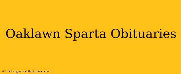 Oaklawn Sparta Obituaries