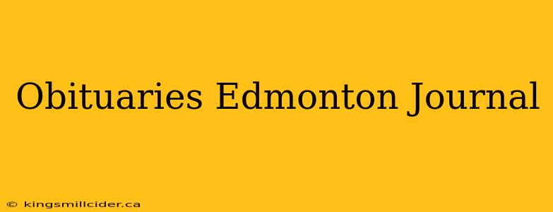 Obituaries Edmonton Journal