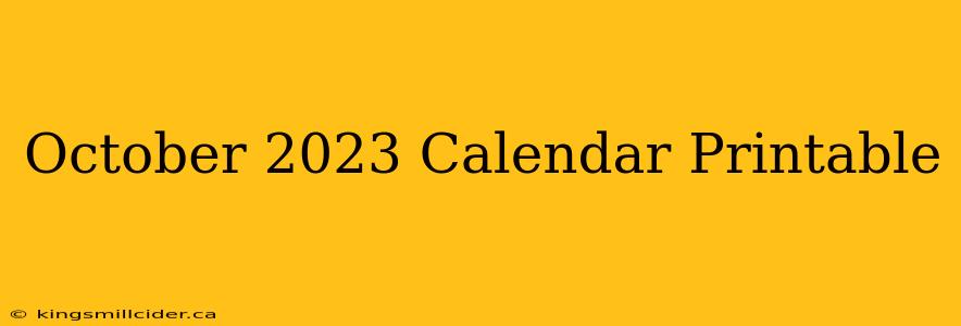 October 2023 Calendar Printable