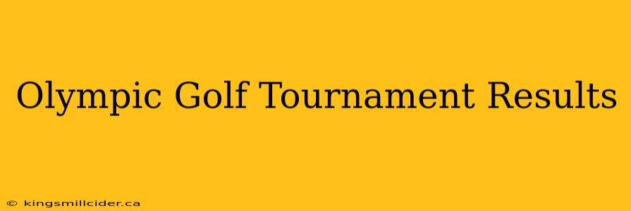 Olympic Golf Tournament Results