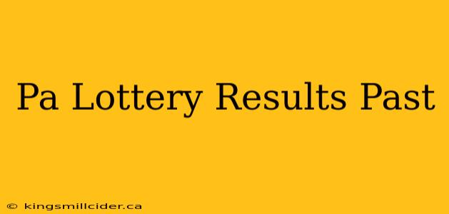 Pa Lottery Results Past