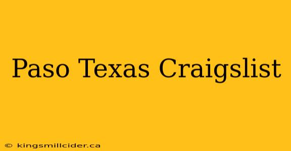 Paso Texas Craigslist