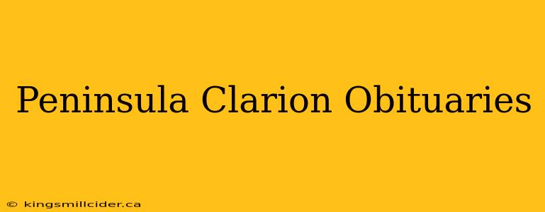 Peninsula Clarion Obituaries