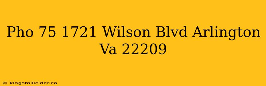 Pho 75 1721 Wilson Blvd Arlington Va 22209