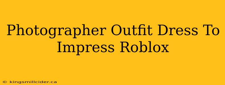 Photographer Outfit Dress To Impress Roblox