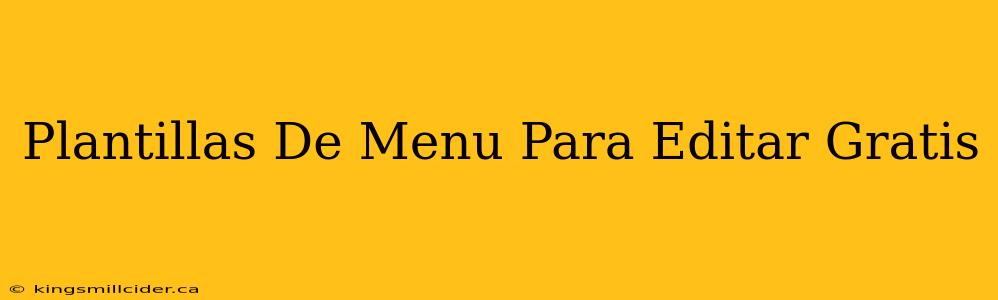 Plantillas De Menu Para Editar Gratis