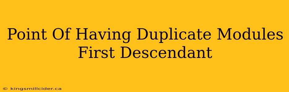 Point Of Having Duplicate Modules First Descendant