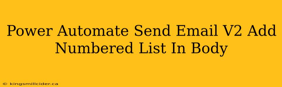 Power Automate Send Email V2 Add Numbered List In Body