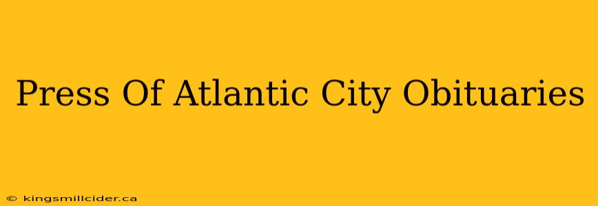 Press Of Atlantic City Obituaries