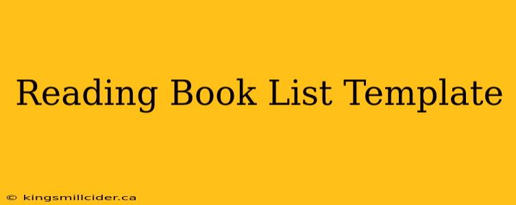 Reading Book List Template