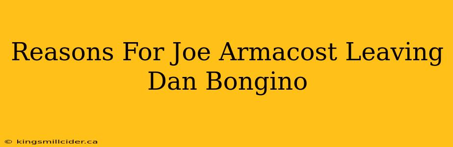 Reasons For Joe Armacost Leaving Dan Bongino