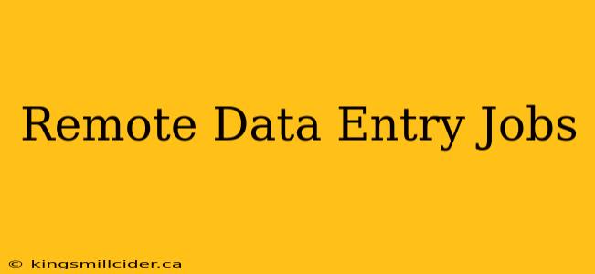 Remote Data Entry Jobs