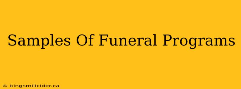 Samples Of Funeral Programs