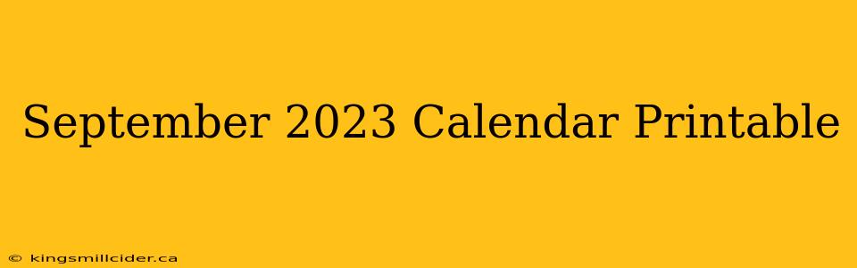 September 2023 Calendar Printable