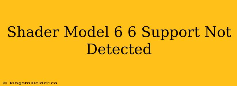 Shader Model 6 6 Support Not Detected