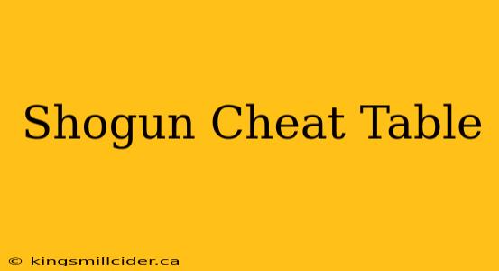 Shogun Cheat Table