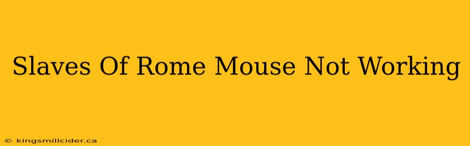 Slaves Of Rome Mouse Not Working