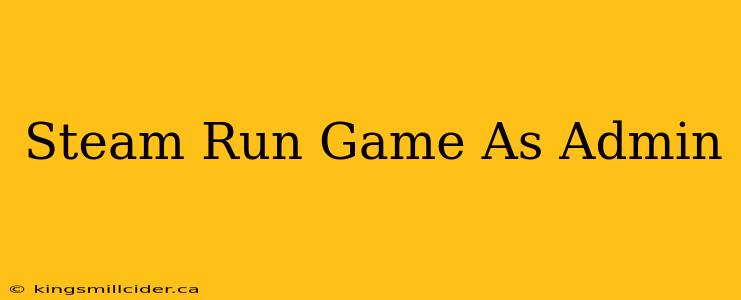 Steam Run Game As Admin