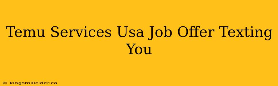 Temu Services Usa Job Offer Texting You